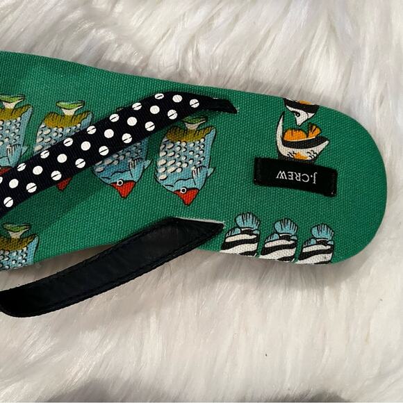 NEW J. Crew Grosgrain Ribbon Classic Polka Dot Tropical Fish Flip Flop Sandals 6 - Picture 10 of 12